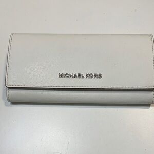 Michael Kors Cream Wallet with Silver Logo
